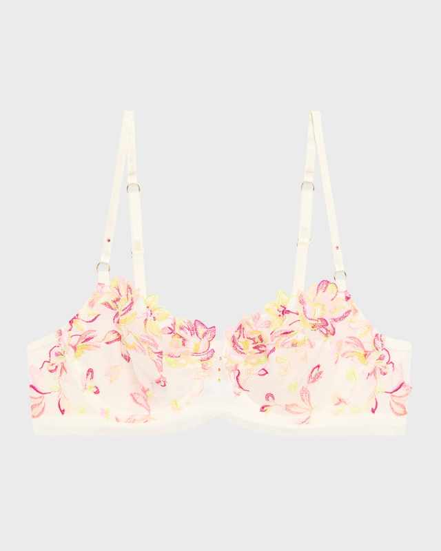 Folie D'Ete Floral-Embroidered Demi Bra
